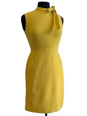Zara Mustard Bow-Neck Sleeveless Midi Dress